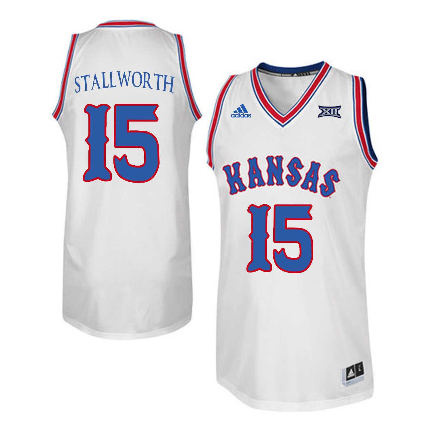Kansas Jayhawks 15 Bud Stallworth White Throwback College Basketball Jersey Dzhi